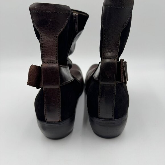 Fly London Leather & Suede Dark Brown Ankle Boots Womens Size 8 With Side Zipper - Picture 5 of 8